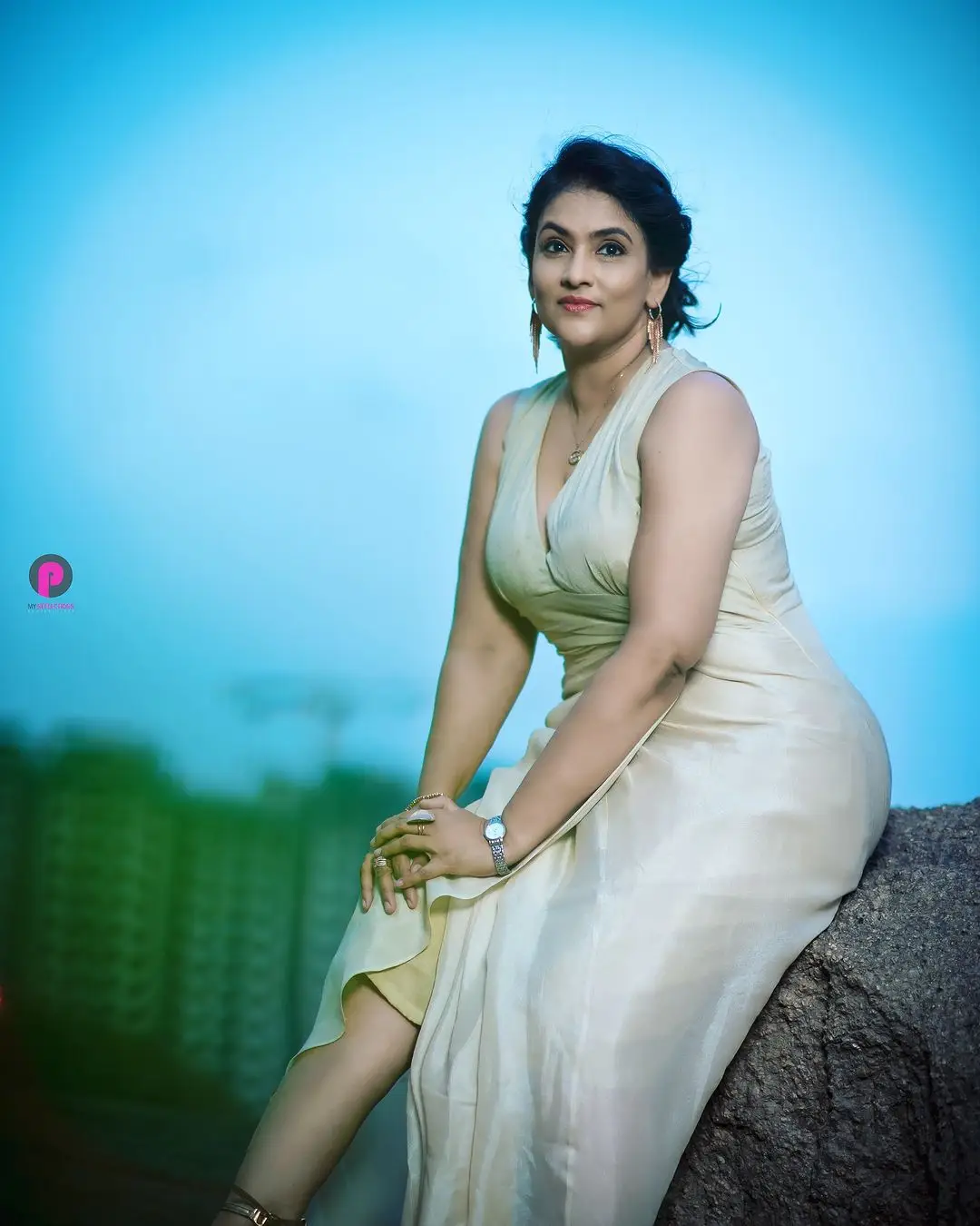 Telugu TV Actress Gayatri Bhargavi Photos In White Gown